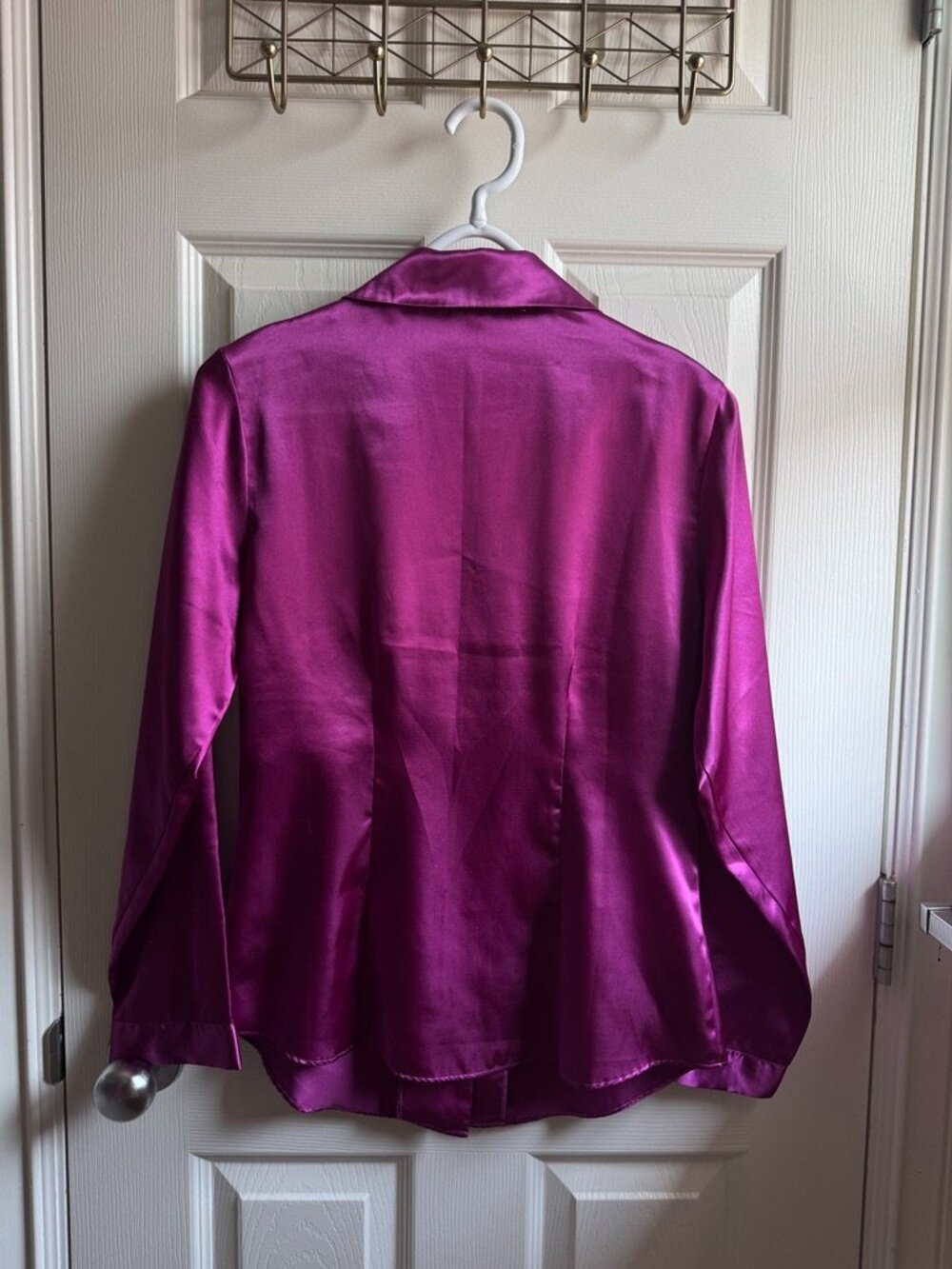 Longsleeve La Vie En Rose Satin Pajama Top - Picture 2 of 3